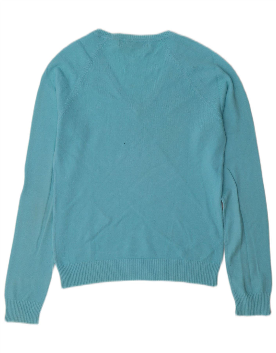 Zara Damen-Pullover mit V-Ausschnitt, UK 12, mittelblaue Baumwolle