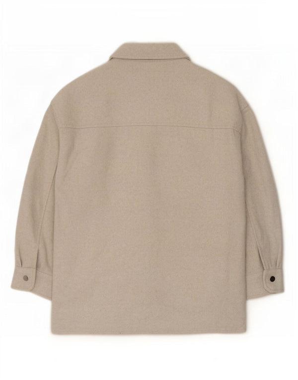 Zara Damen Overshirt Flanellhemd UK 8 XS Beige Polyester