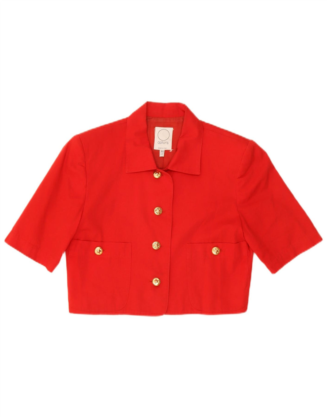 Options Kurzärmlige Crop-Hemdbluse für Damen IT 40 Small Red Cotton