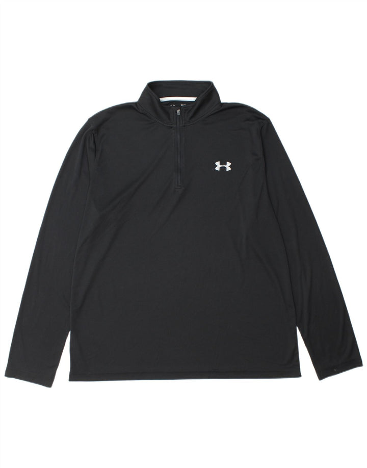 Under Armour Herren Heat Gear Zip Neck Pullover Trainingsanzug Top XL Schwarz