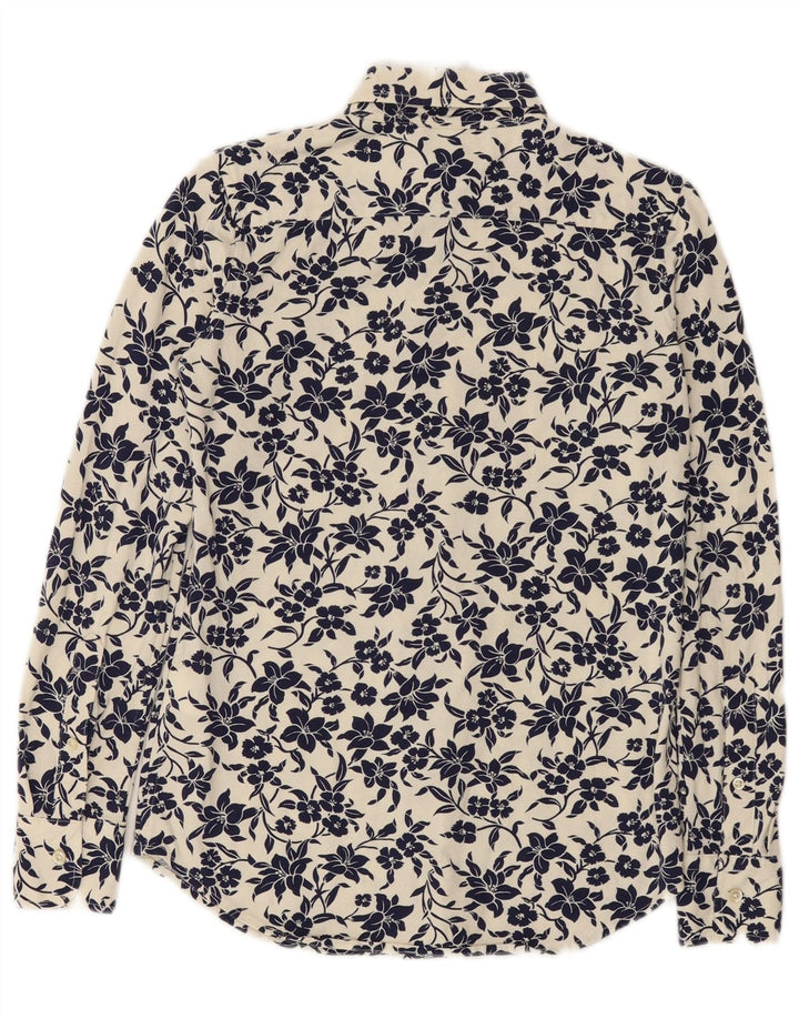Ralph Lauren Herren-Hemd, klein, weiße Baumwolle mit Blumenmuster
