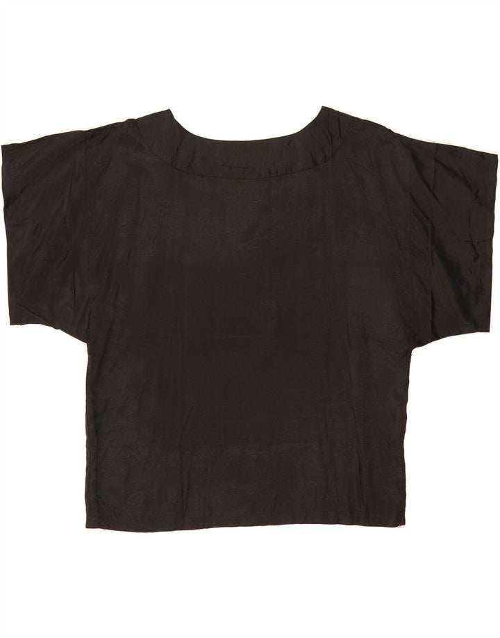 VINTAGE Womens Blouse Top UK 14 Medium Black Viscose Vintage Vintage and Second-Hand Vintage from Messina Hembry 
