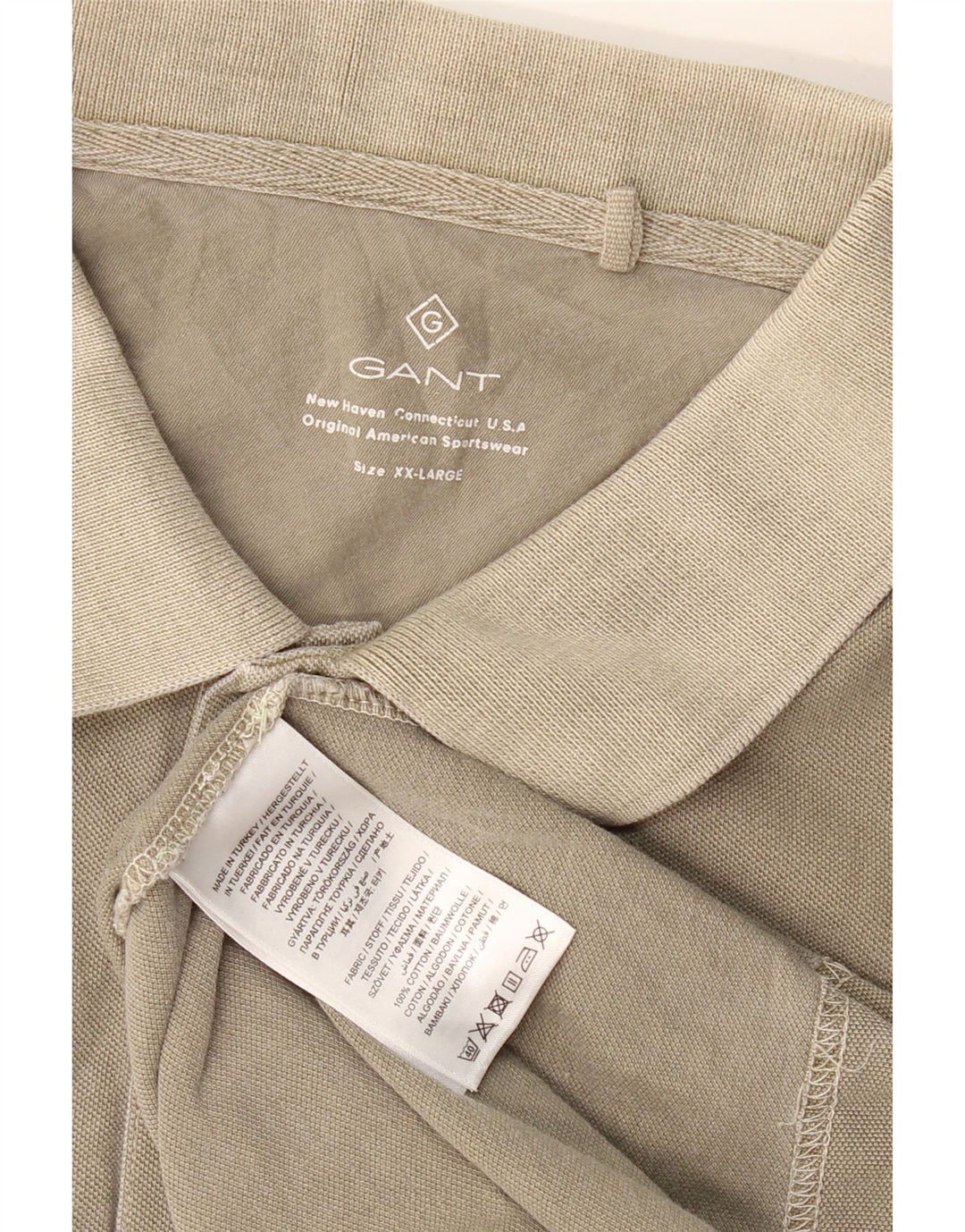 GANT Herren Poloshirt 2XL Khaki Baumwolle