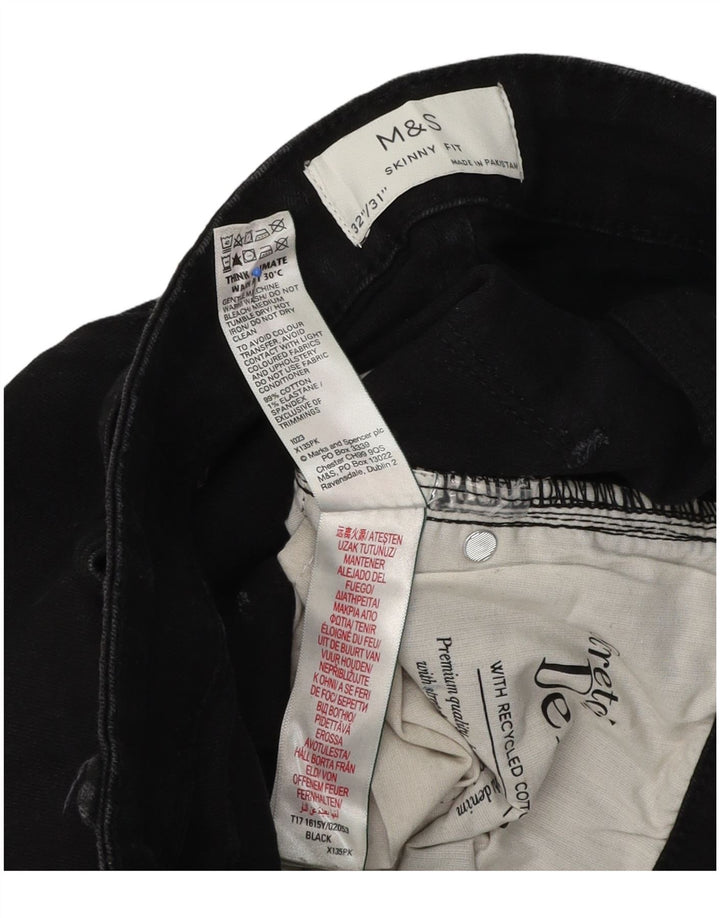 Marks & Spencer Herren Skinny Jeans W32 L31 Schwarze Baumwolle