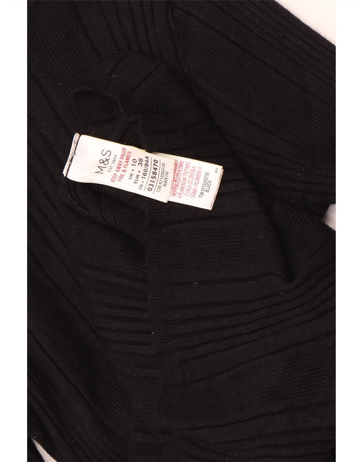 Marks & Spencer Damen Top Langarm UK 10 Small Schwarze Viskose