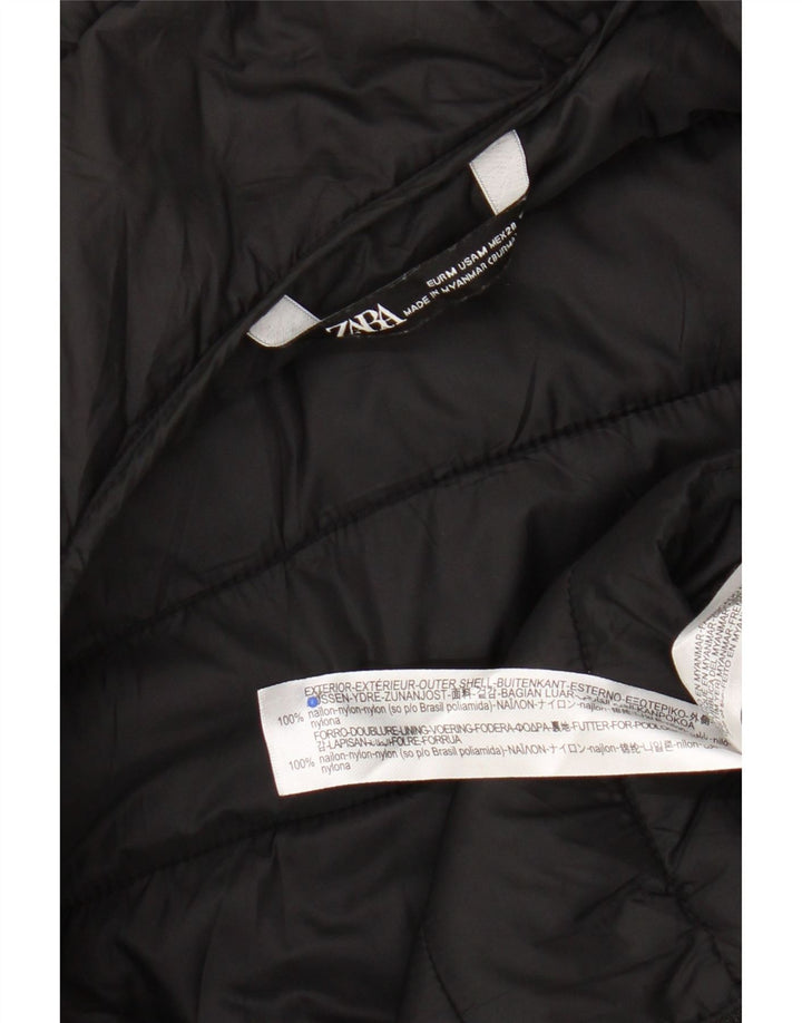 Zara Damen Wattierte Weste UK 14 Medium Schwarz Nylon