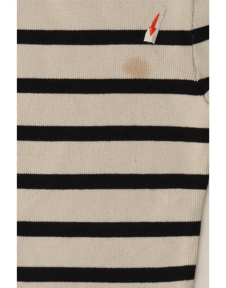 Zara Damen Crop Top UK 8 Small Weiß gestreifte Viskose