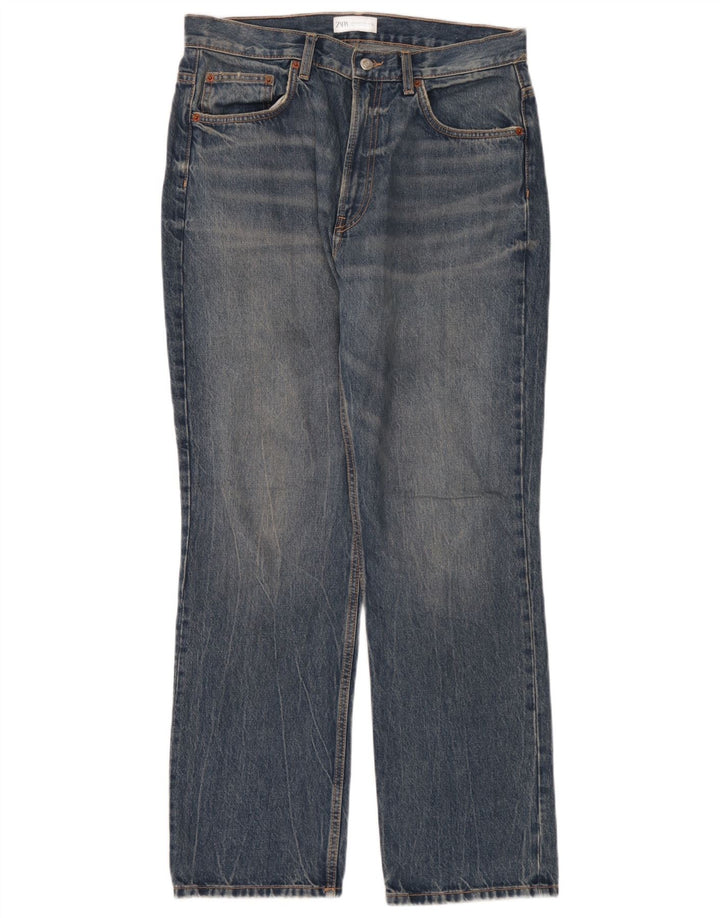 Zara Damen Straight Jeans EU 44 XL W34 L32 Blau