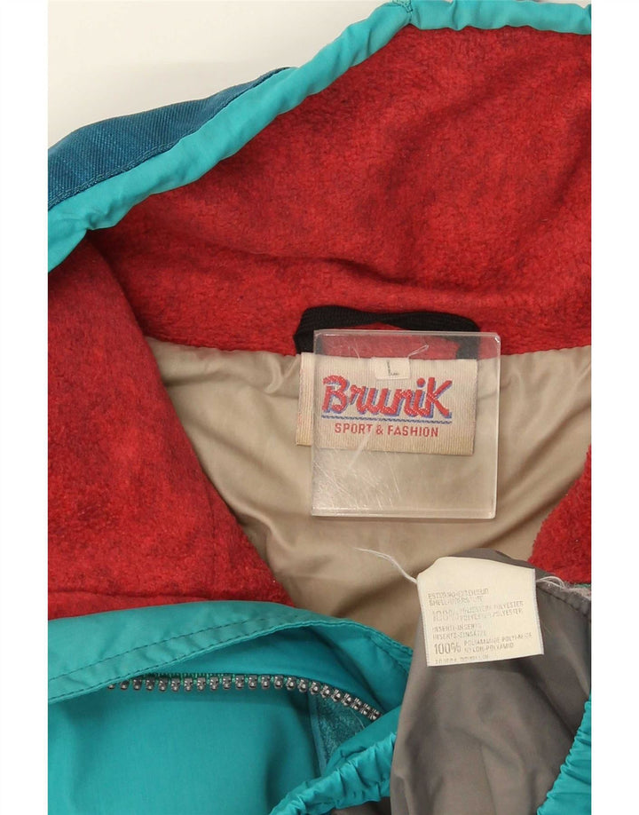 Brunik Herren-Anorak-Fleecejacke, UK 40, großes blaues Farbblock-Polyester