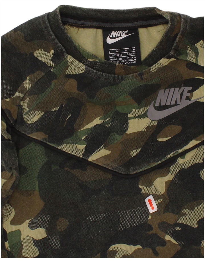 NIKE Grafik-Sweatshirt für Jungen, 5–6 Jahre, mittelgrün, Camouflage