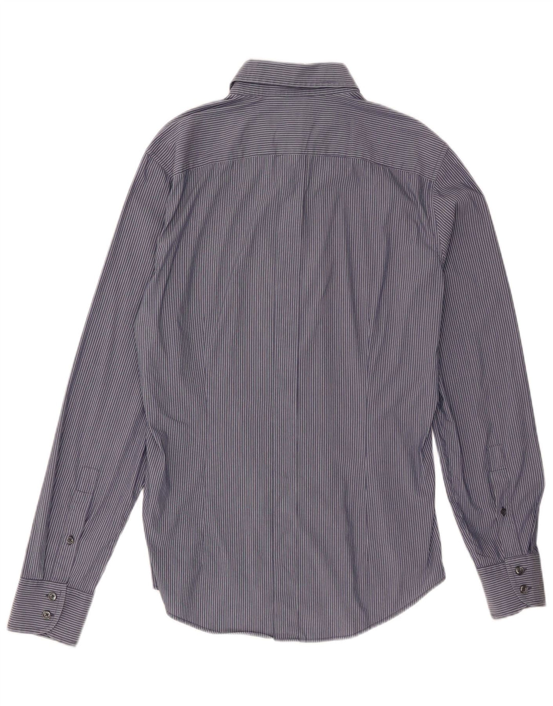 Benetton Herren-Hemd, groß, marineblau, Nadelstreifen-Baumwolle