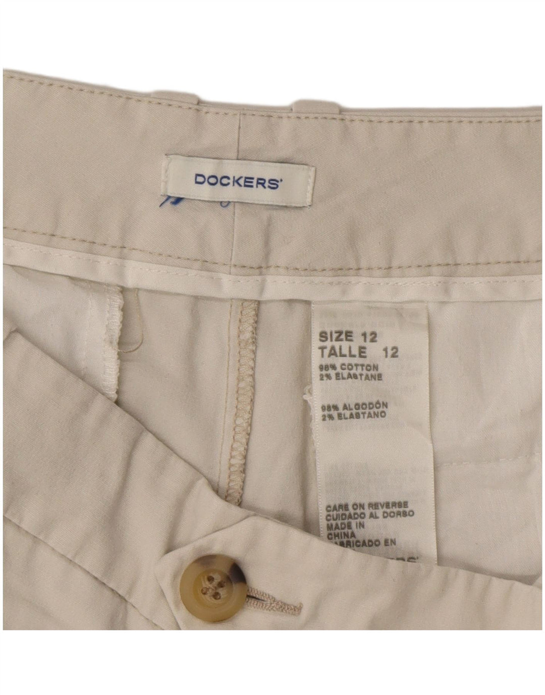 Dockers Damen Chino-Shorts US 12 Large W36 Beige Baumwolle