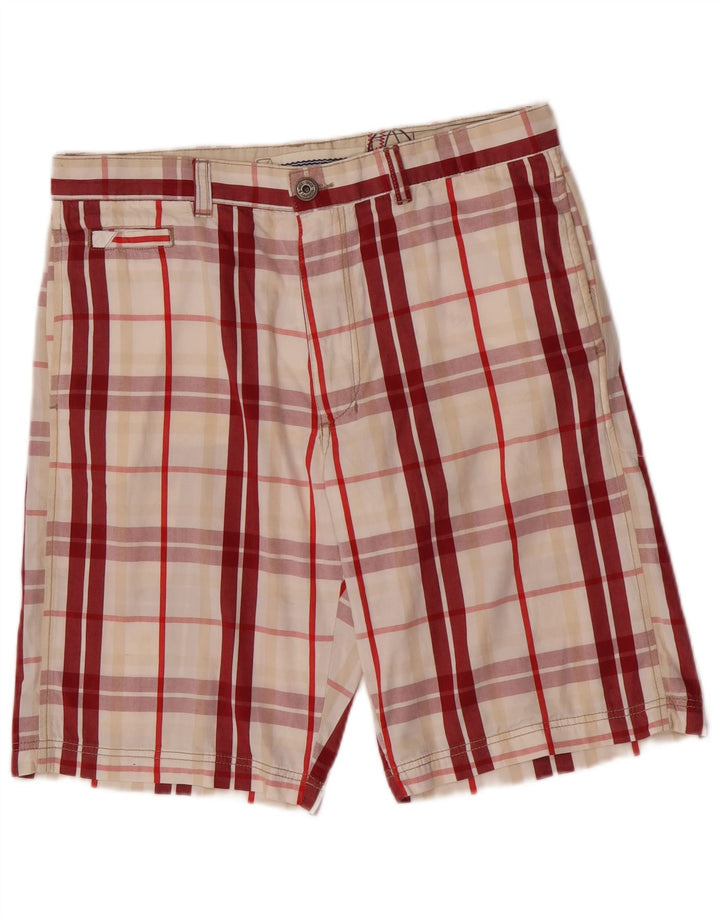 Murphy & Nye Herren-Chinoshorts W34, große rote karierte Baumwolle