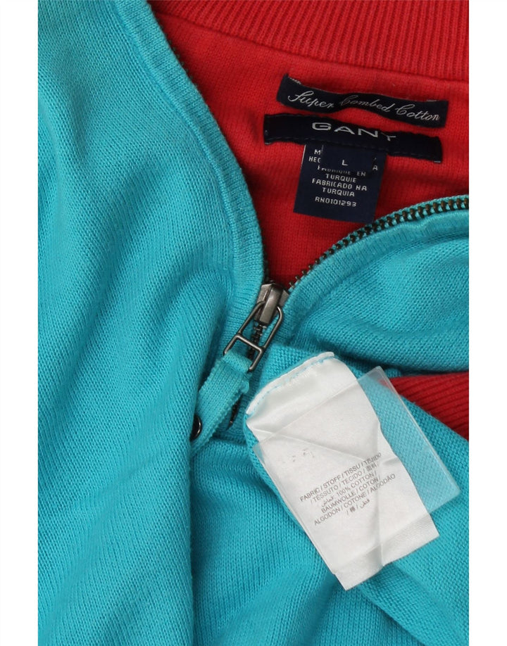 Gant Herren-Pullover mit Reißverschluss am Hals, groß, aus blauer Baumwolle