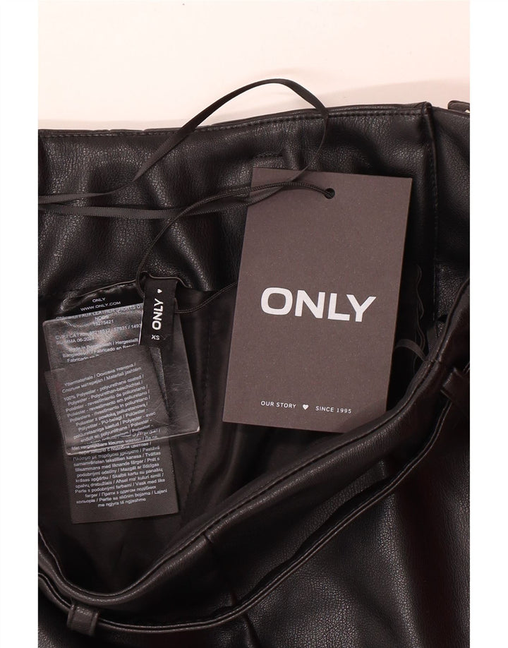 Only Damen Kunstleder-Shorts XS W25 Schwarz Polyester