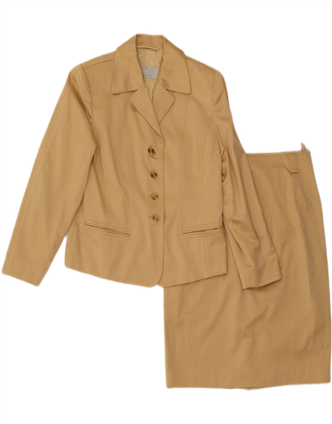 BOGNER Damen 4-Knopf-2-teiliges Rockset US 10 Large W29 Beige Baumwolle