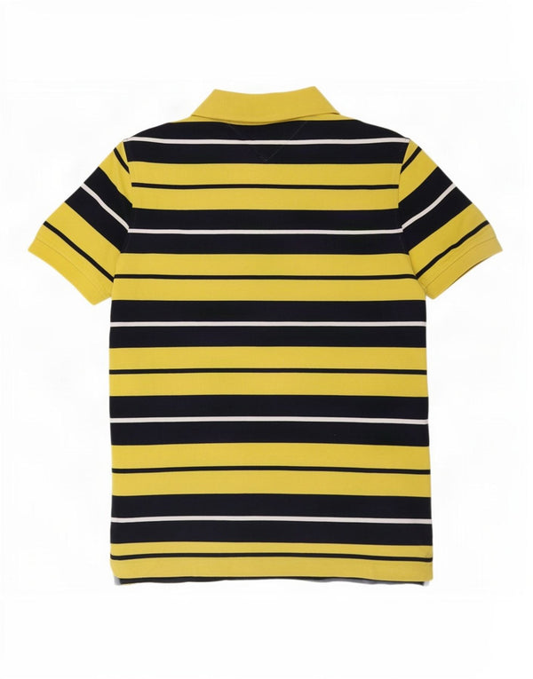 Tommy Hilfiger Mens Custom Fit Polo Shirt Medium Yellow Striped Cotton