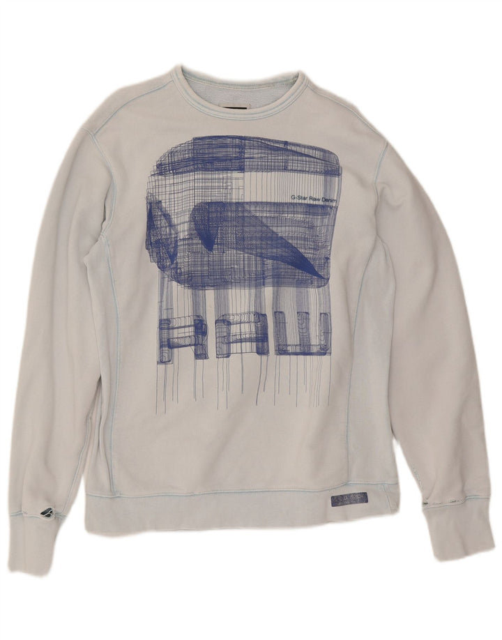 G-Star Herren-Sweatshirt mit Grafik, groß, aus blauer Baumwolle