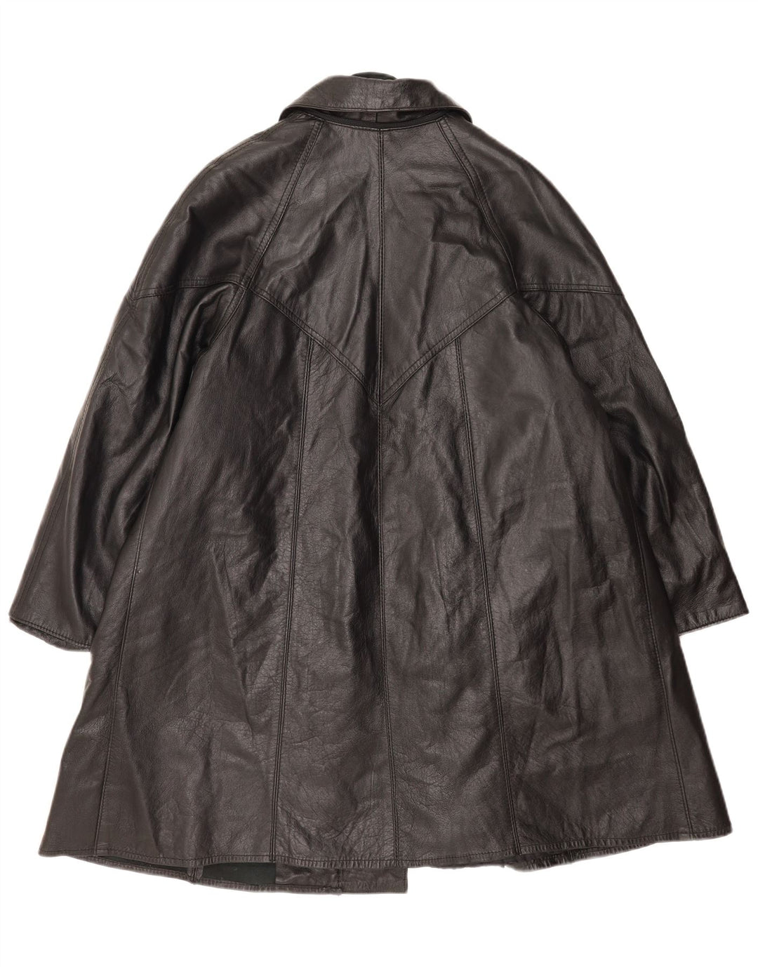 Vintage Damen Ledermantel UK 14 Large Schwarz