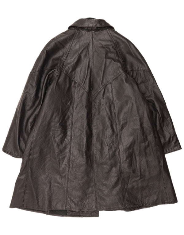 Vintage Damen Ledermantel UK 14 Large Schwarz