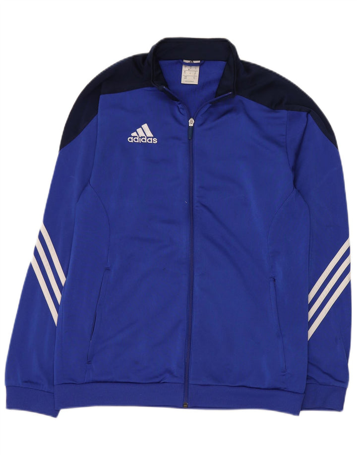 Adidas Herren-Trainingsanzug-Top-Jacke aus mittelblauem Polyester