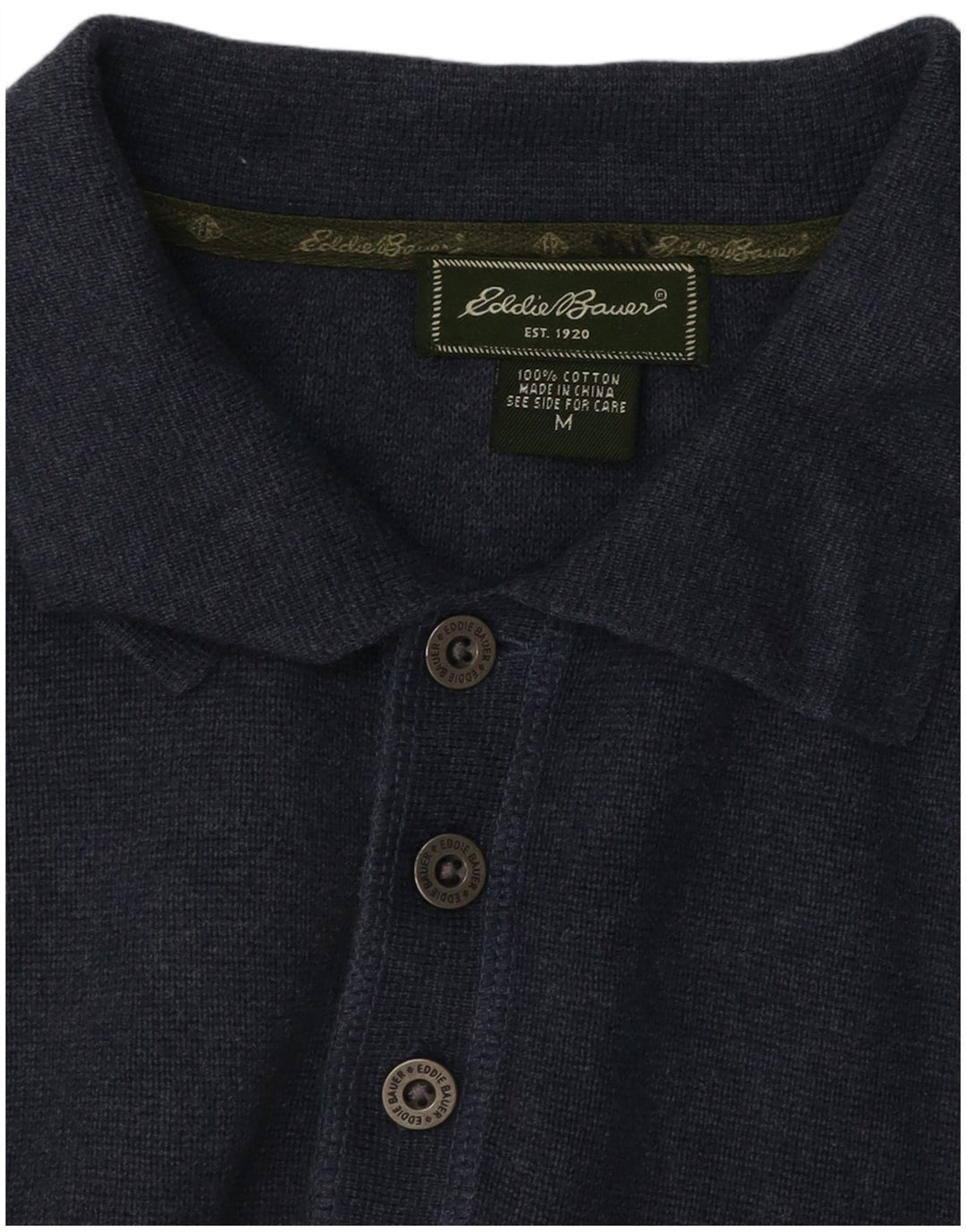 EDDIE BAUER Herren-Pullover mit Polokragen, mittelmarineblaue Baumwolle