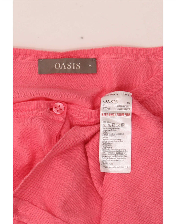 Oasis Damen Crop Cardigan Pullover UK 12 Mittelrosa Baumwolle