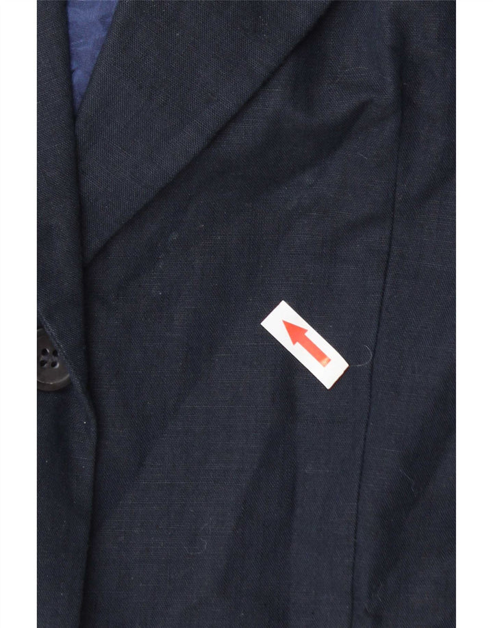 Benetton Damen-Blazerjacke mit 2 Knöpfen, IT 42, mittelmarineblaue Baumwolle