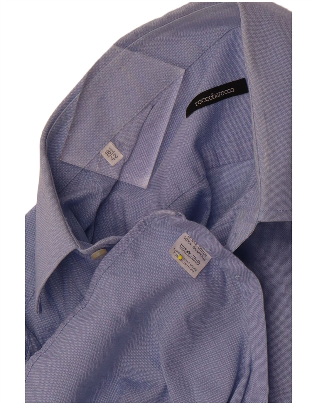Roccobarocco Herrenhemd Größe 42 16 1/2 große blaue Baumwolle