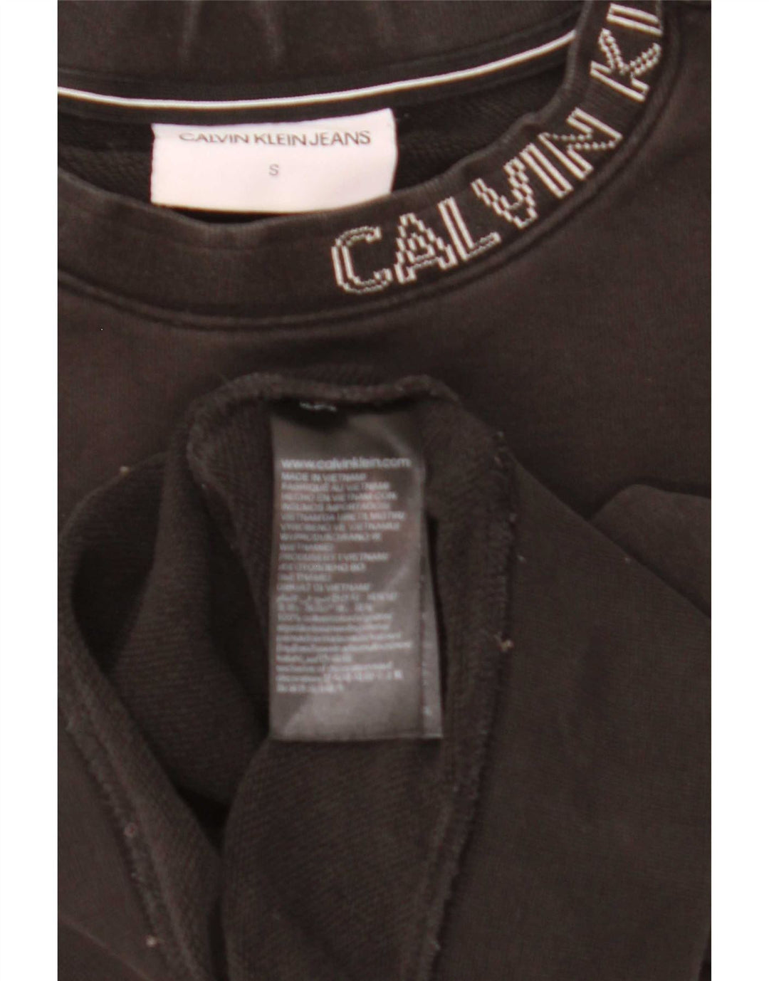 Calvin Klein Herren-Sweatshirt mit Grafik, Größe S, schwarze Baumwolle
