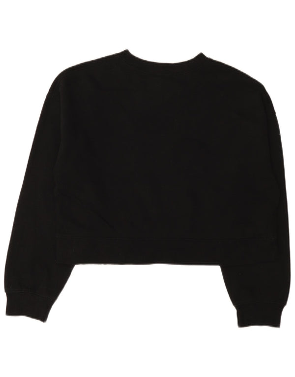 Zara Damen Crop Oversized Sweatshirt Pullover UK 10 Small Schwarz