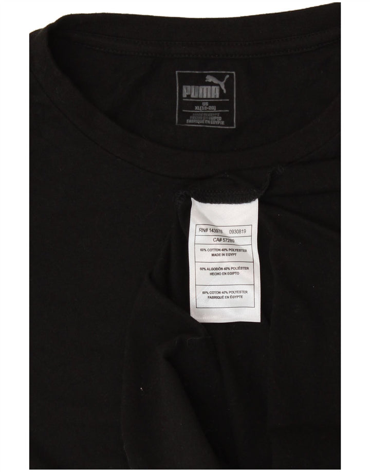 PUMA Mädchen Graphic Top Langarm 15–16 Jahre XL Schwarz Baumwolle