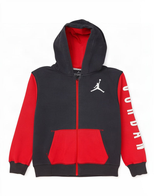 Jordan Jungen-Kapuzenpullover mit grafischem Reißverschluss, 12–13 Jahre, Größe L, Grau, Farbblock