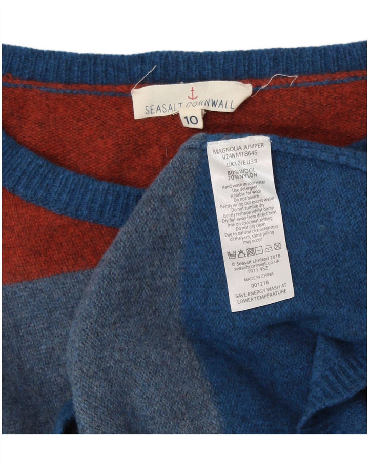 SEASALT CORNWALL Damen-Pullover mit U-Boot-Ausschnitt, Gr. 10, klein, blau gestreift