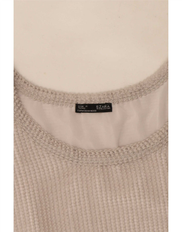 Zara Damen Blusenoberteil UK 14 Mittelgraues Polyester
