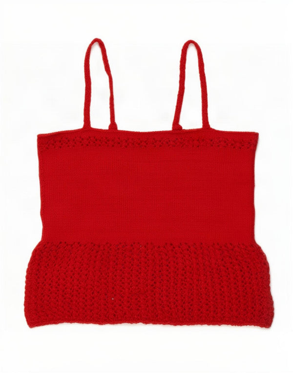 Vintage Damen Crop Knit Cami Top UK 10 Small Rot