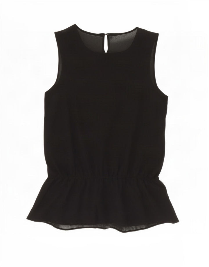 Zara Damen ärmelloses Blusenoberteil UK 6 XS Schwarz Polyester