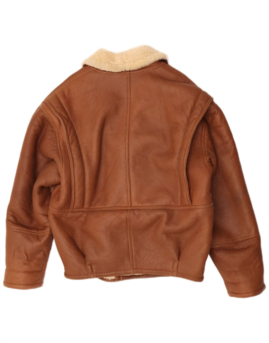 Vintage Herren Shearling Jacke IT 48 Mittelbraun