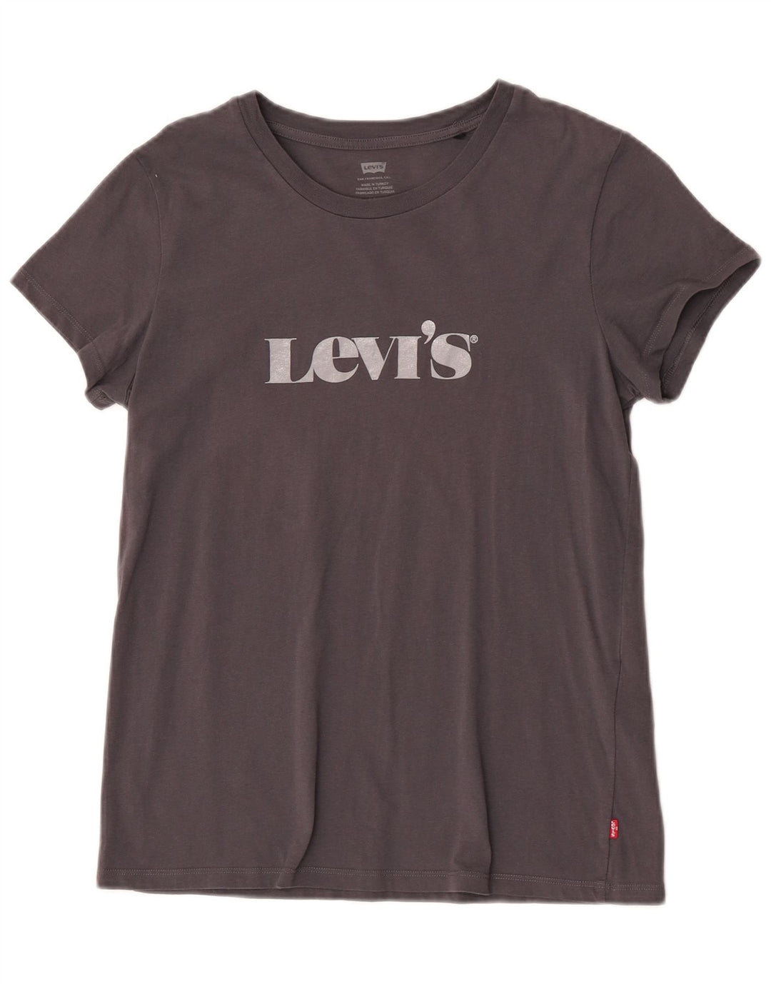 Levi's Womens Graphic T-Shirt Top UK 12 Mittelgraue Baumwolle