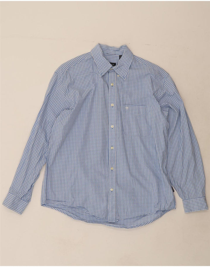 IZOD Mens Shirt Large Blue Gingham Cotton Vintage Izod and Second-Hand Izod from Messina Hembry 