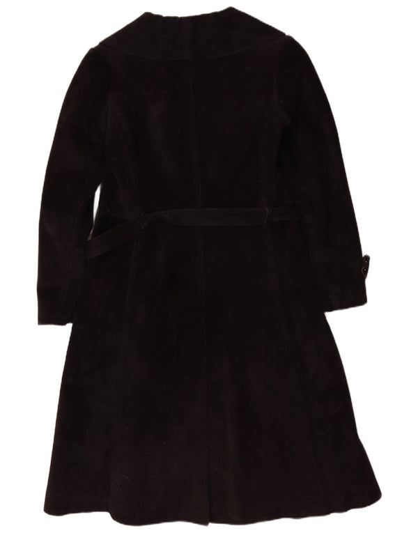 Vintage Damen Lammfellmantel UK 10 Kleines schwarzes Leder