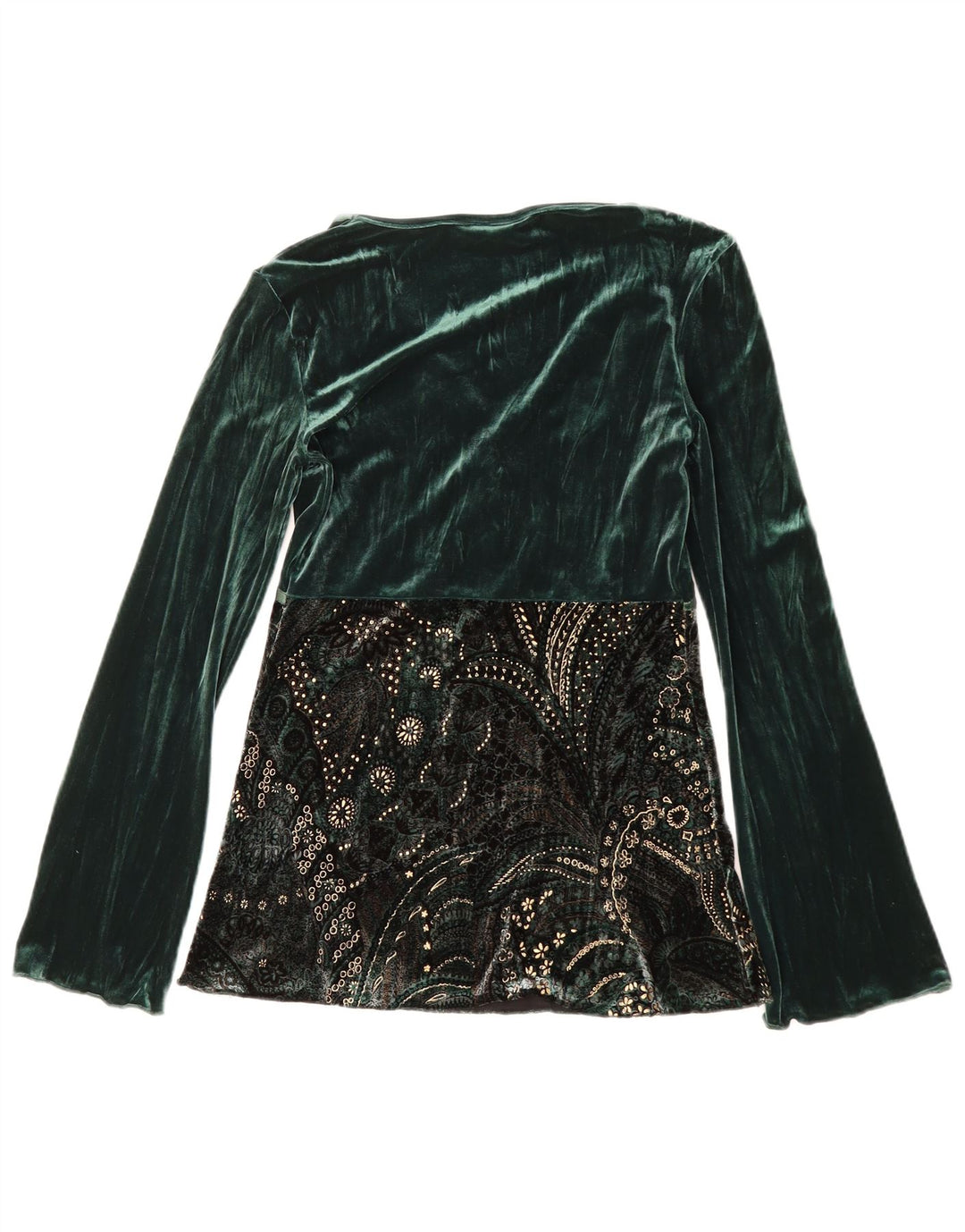 PRINCIPLES Damen-Blusenoberteil aus Velours, langärmlig, Gr. 10, klein, grün, geblümt