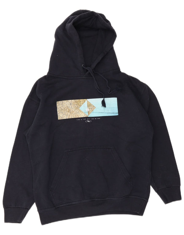 Saltrock Mens Graphic Hoodie Jumper Small Navy Blue Cotton