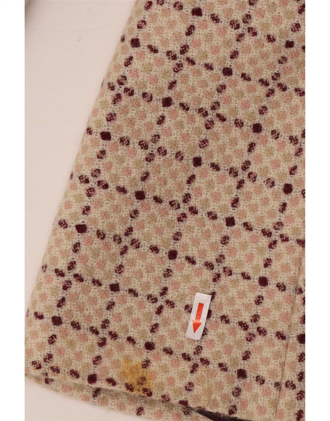 Benetton Damen Zweireihiger Mantel IT 42 Mittelbeige karierte Wolle