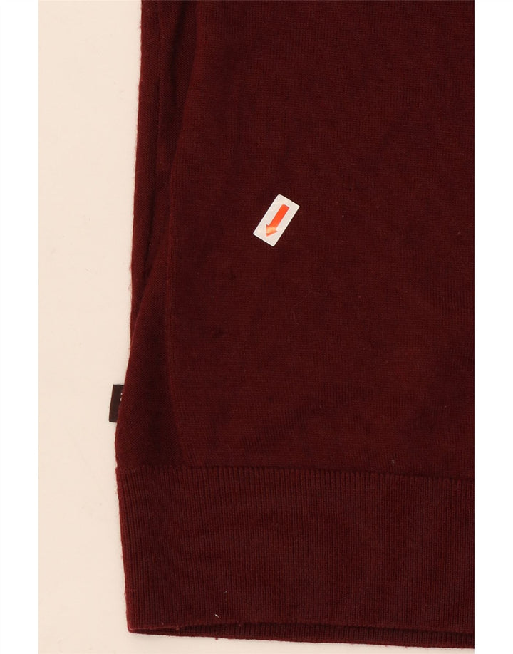 MICHAEL KORS Herren-Pullover mit Rundhalsausschnitt, große burgunderrote Wolle