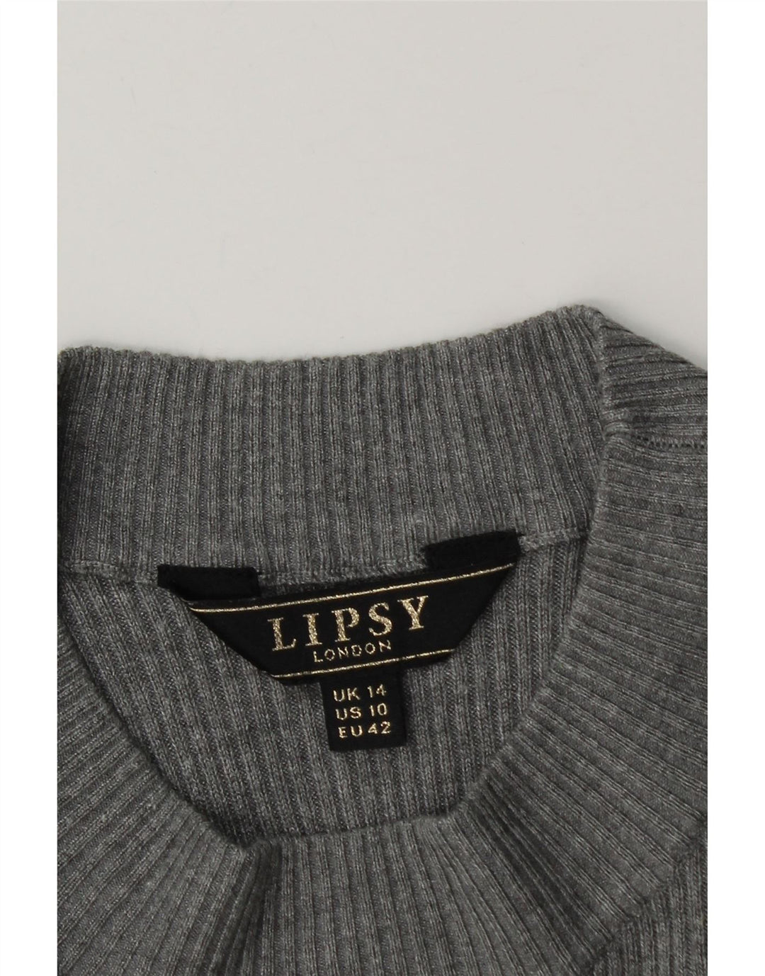Lipsy Damen Pulloverkleid UK 14 Mittelgraue Viskose