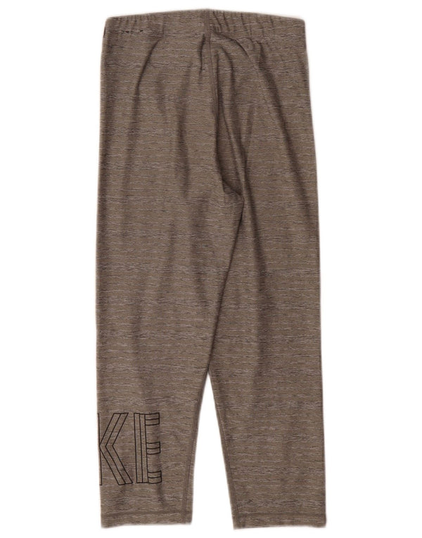 Nike Womens Dri Fit Graphic Capri Leggings UK 10 Small Grau meliert