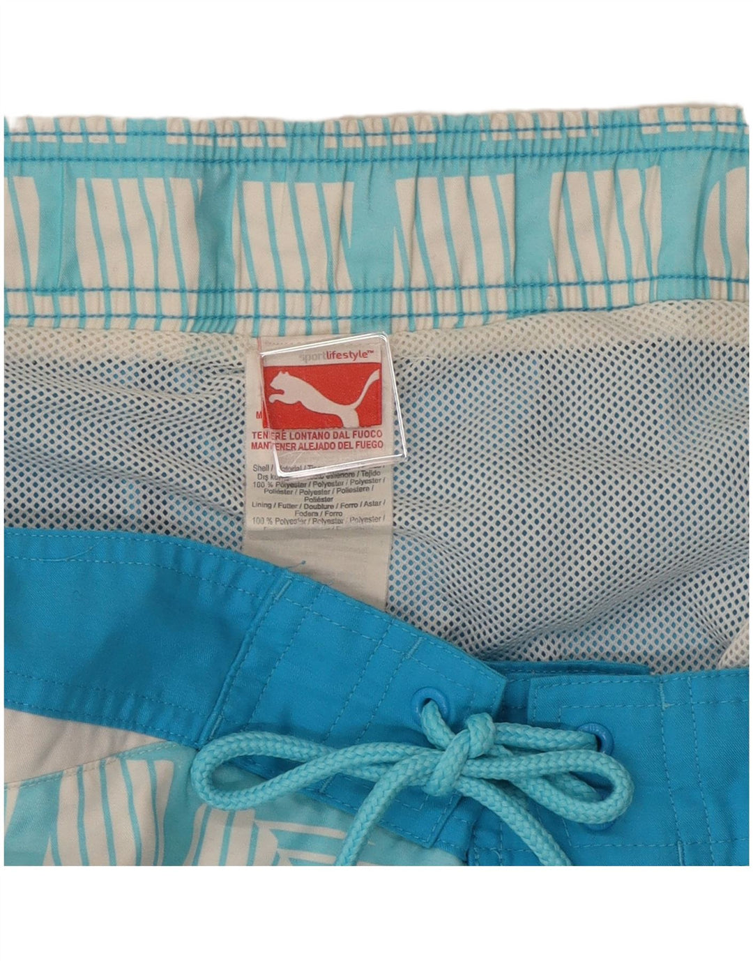 Puma Herren-Badeshorts mit Grafik, mittelblaues Farbblock-Polyester