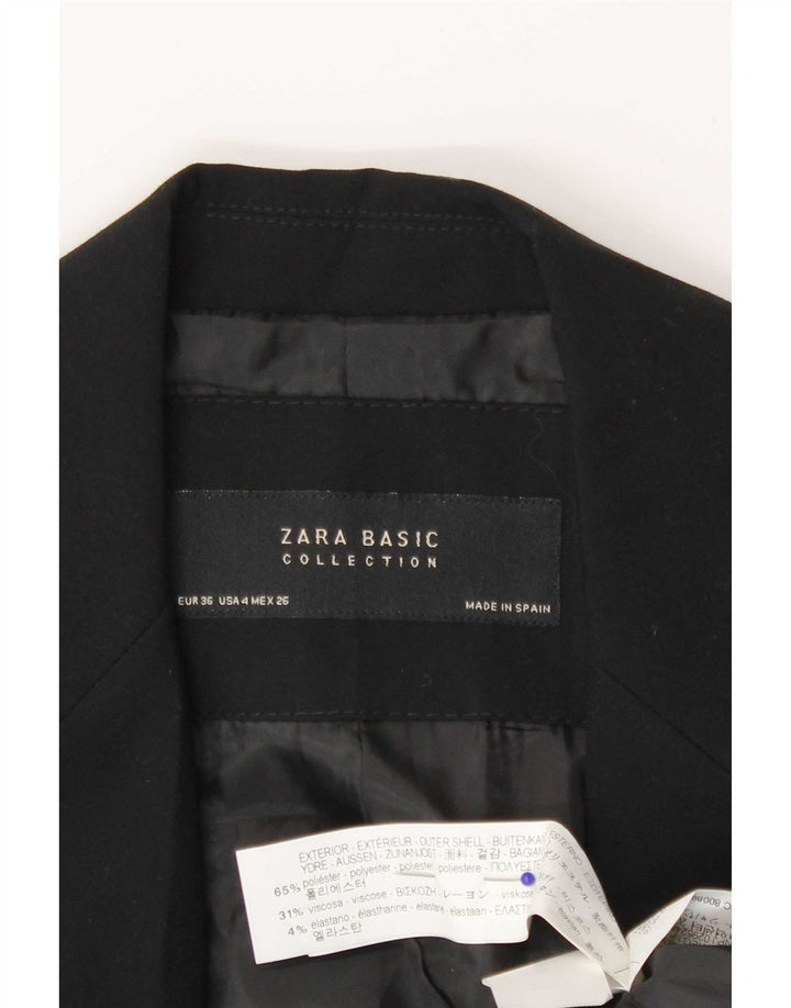 Zara Damen 1-Knopf-Blazerjacke EU 36 XS Schwarz Polyester