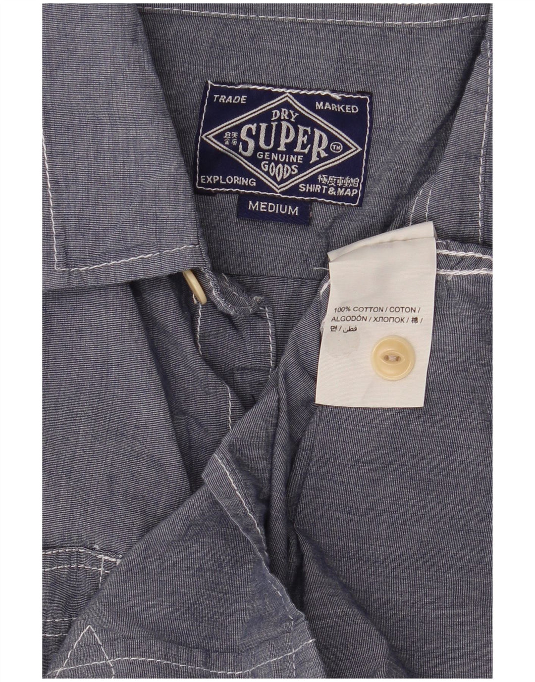 Superdry Herren-Hemd aus mittelblauer Baumwolle